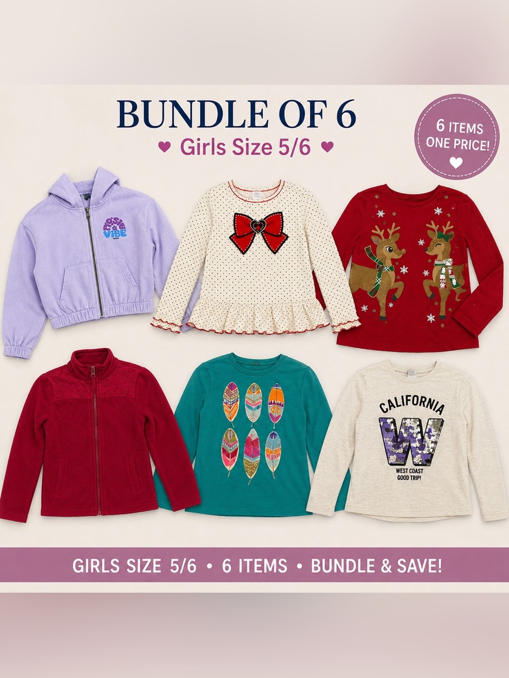 Bundle of 6 Girls Tops & Hoodie Size 5/6 | Old Navy, Zara & Children’s Place